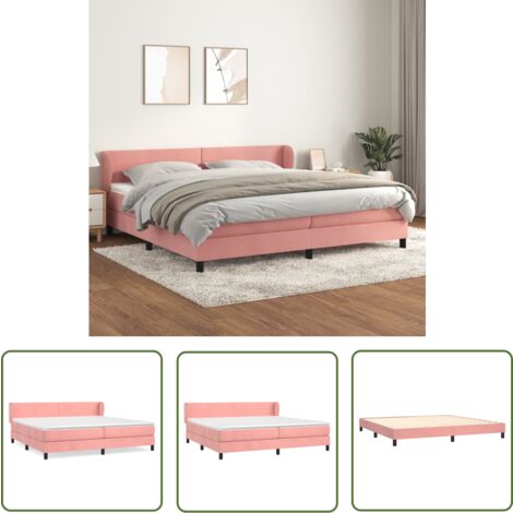 The Living Store Boxspringbett mit Matratze Rosa 200x200 cm Samt - Samtbett - Boxspringbett - Doppelbett - Rosa Bett - Bettenrahmen