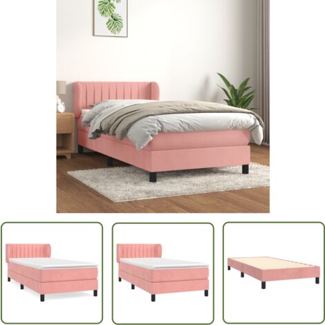 The Living Store Boxspringbett mit Matratze Rosa 90x200 cm Samt - Samtbett - Boxspringbett - Doppelbett - Rosa Bett - Schlafzimmer Dekoration