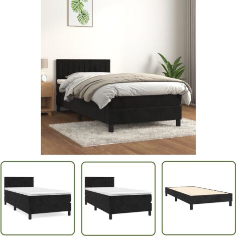 The Living Store Boxspringbett mit Matratze Schwarz 100x200 cm Samt - Samtbett - Boxspringbett - Doppelbett - Schlafzimmermöbel - Luxusbett