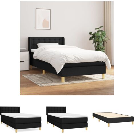 The Living Store - Boxspringbett mit Matratze Schwarz 100x200 cm Stoff