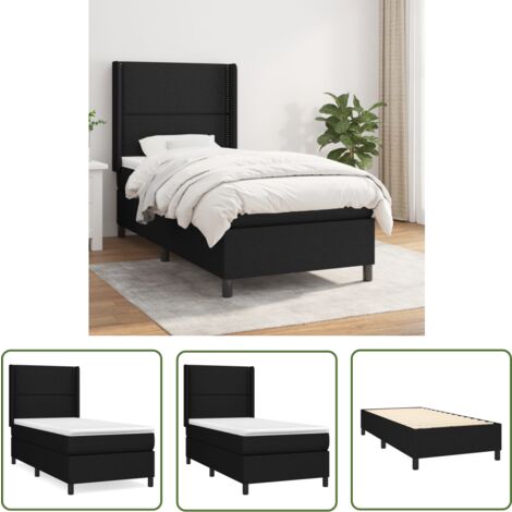 The Living Store Boxspringbett mit Matratze Schwarz 100x200 cm Stoff - Boxspringbett - Doppelbett - Schlafraum - Bettenrahmen - Lattenrost
