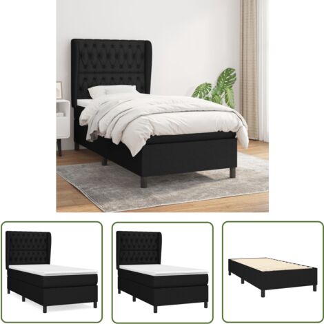 The Living Store Boxspringbett mit Matratze Schwarz 100x200 cm Stoff - Boxspringbett - Doppelbett - Schlafsystem - Lattenrost - Bettrahmen