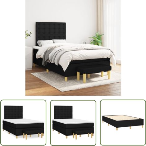 The Living Store Boxspringbett mit Matratze Schwarz 120x200 cm Stoff - Boxspringbett - Doppelbett - Bettenrahmen - Schlafsystem - Bettmatratze