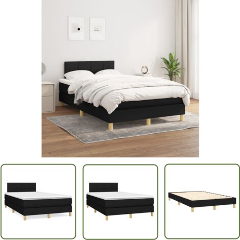 The Living Store Boxspringbett mit Matratze Schwarz 120x200 cm Stoff - Boxspringbett - Doppelbett - Schlafraum - Bettenrahmen - Matratze