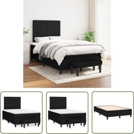 The Living Store Boxspringbett mit Matratze Schwarz 120x200 cm Stoff - Boxspringbett - Doppelbett - Schlafraum - Bettgestell - Bettauflage