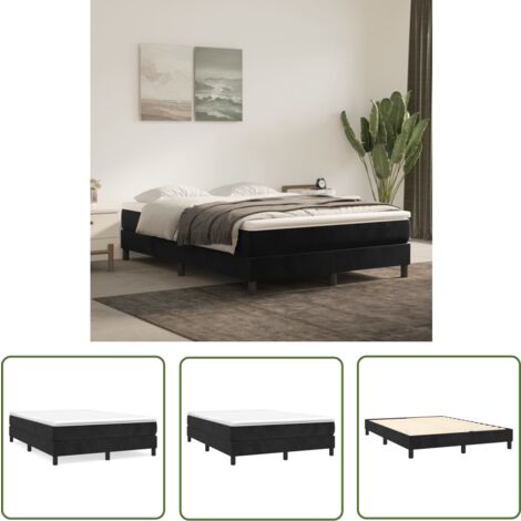 The Living Store Boxspringbett mit Matratze Schwarz 140x190 cm Samt - Samtbett - Boxspringbett - Doppelbett - Schlafzimmermöbel - Luxusbett