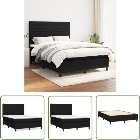 The Living Store Boxspringbett mit Matratze Schwarz 140x190 cm Stoff - Boxspringbett - Doppelbett - Schlafsystem - Bettrahmen - Matratze