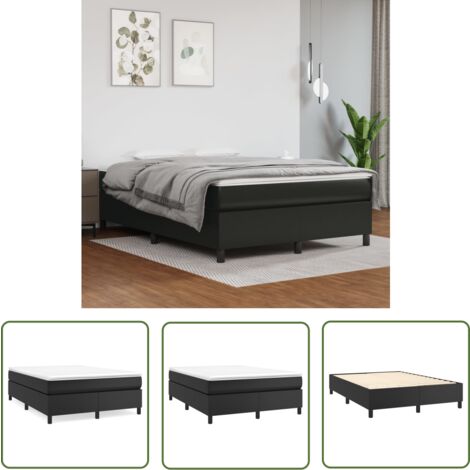 The Living Store Boxspringbett mit Matratze Schwarz 140x200 cm Kunstleder - Boxspringbett - Doppelbett - Bettenrahmen - Kunstlederbett - Matratze