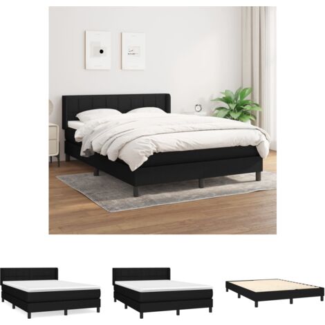 The Living Store -  Boxspringbett mit Matratze Schwarz 140x200 cm Stoff