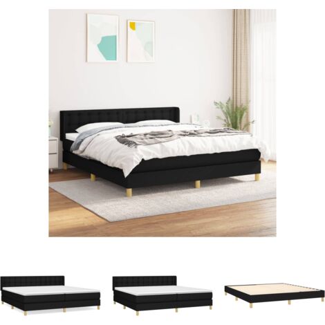 The Living Store - Boxspringbett mit Matratze Schwarz 160x200 cm Stoff