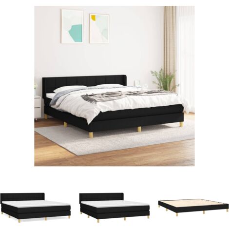 The Living Store - Boxspringbett mit Matratze Schwarz 160x200 cm Stoff