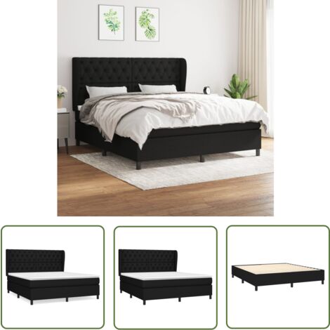 The Living Store Boxspringbett mit Matratze Schwarz 160x200 cm Stoff - Boxspringbett - Doppelbett - Schlafraum - Bettenrahmen - Lattenrost