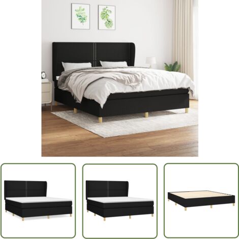 The Living Store Boxspringbett mit Matratze Schwarz 160x200 cm Stoff - Boxspringbett - Doppelbett - Schlafsystem - Bettrahmen - Matratze
