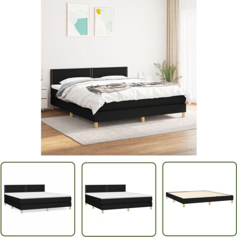 The Living Store Boxspringbett mit Matratze Schwarz 160x200 cm Stoff - Boxspringbett - Doppelbett - Schlafsystem - Bettrahmen - Matratze