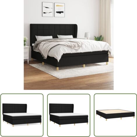 The Living Store Boxspringbett mit Matratze Schwarz 180x200 cm Stoff - Boxspringbett - Doppelbett - Schlafraum - Bettenrahmen - Massivholzbette