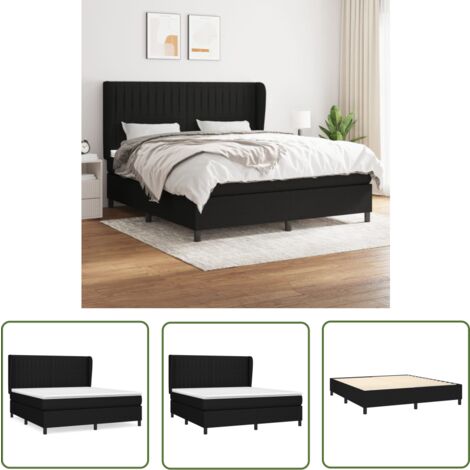 The Living Store Boxspringbett mit Matratze Schwarz 180x200 cm Stoff - Boxspringbett - Doppelbett - Schlafraum - Bettenrahmen - Massivholzbette