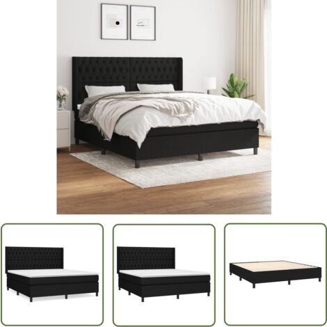 The Living Store Boxspringbett mit Matratze Schwarz 180x200 cm Stoff - Boxspringbett - Doppelbett - Schlafraum - Bettsystem - Lattenrost