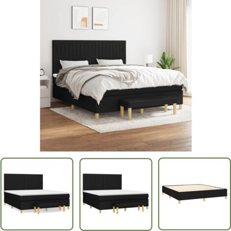 The Living Store Boxspringbett mit Matratze Schwarz 180x200 cm Stoff - Boxspringbett - Doppelbett - Schlafraumgestaltung - Bettenrahmen - Matratze