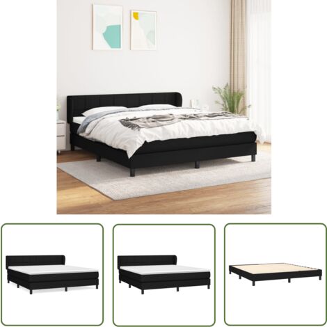 The Living Store Boxspringbett mit Matratze Schwarz 180x200 cm Stoff - Boxspringbett - Doppelbett - Schlafsystem - Bettenrahmen - Lattenrost