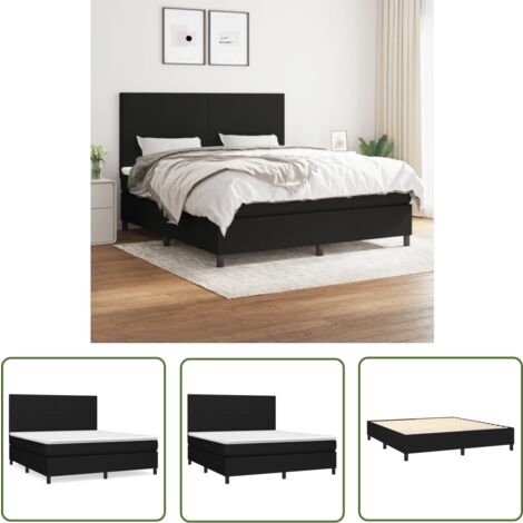 The Living Store Boxspringbett mit Matratze Schwarz 180x200 cm Stoff - Boxspringbett - Doppelbett - Schlafsystem - Bettrahmen - Matratze