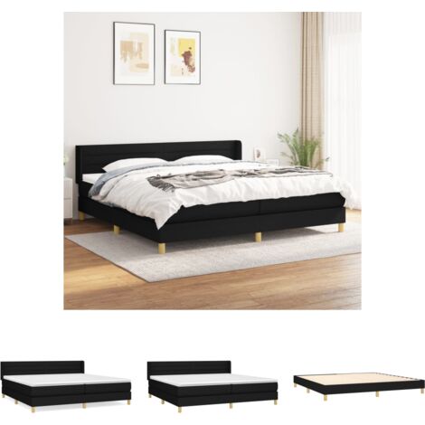 The Living Store -  Boxspringbett mit Matratze Schwarz 200x200 cm Stoff