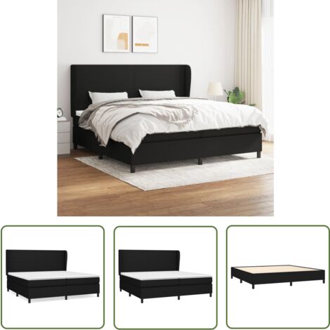The Living Store Boxspringbett mit Matratze Schwarz 200x200 cm Stoff - Boxspringbett - Doppelbett - Bettenrahmen - Lattenrost - Matratze