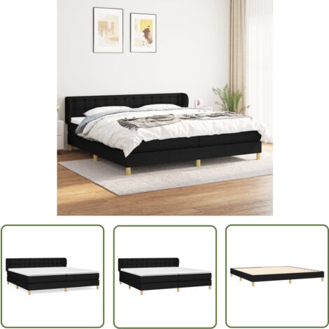 The Living Store Boxspringbett mit Matratze Schwarz 200x200 cm Stoff - Boxspringbett - Doppelbett - Bettenrahmen - Schlafsystem - Massivholzbette