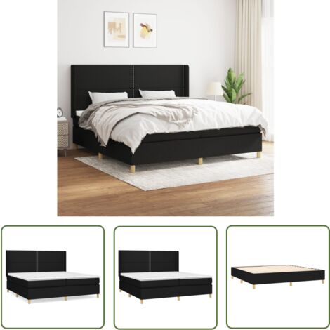 The Living Store Boxspringbett mit Matratze Schwarz 200x200 cm Stoff - Boxspringbett - Doppelbett - Bettenrahmen - Schlafsystem - Massivholzbette