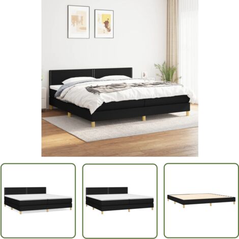 The Living Store Boxspringbett mit Matratze Schwarz 200x200 cm Stoff - Boxspringbett - Doppelbett - Schlafsystem - Bettrahmen - Matratze