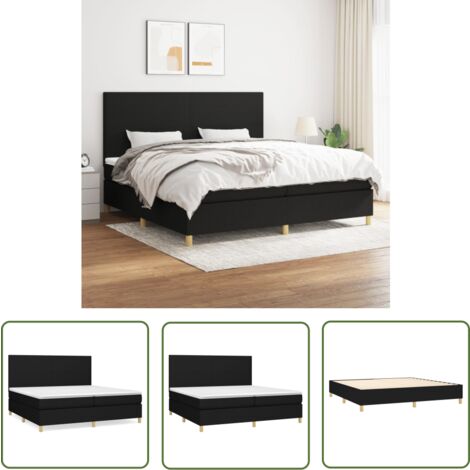 The Living Store Boxspringbett mit Matratze Schwarz 200x200 cm Stoff - Boxspringbett - Doppelbett - Schlafsystem - Bettrahmen - Matratze