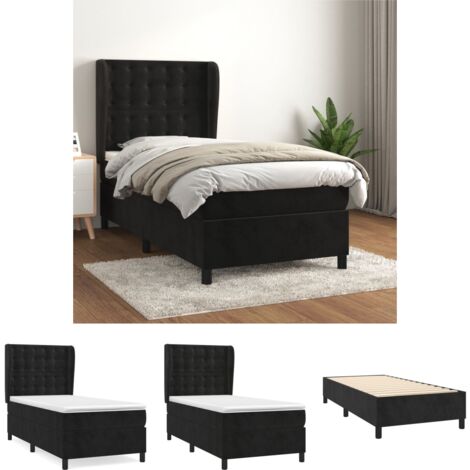 The Living Store - Boxspringbett mit Matratze Schwarz 80x200 cm Samt