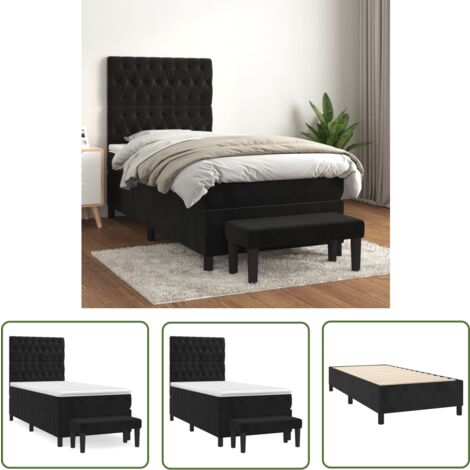 The Living Store Boxspringbett mit Matratze Schwarz 80x200 cm Samt - Samtbett - Boxspringbett - Doppelbett - Schlafzimmermöbel - Luxusbett