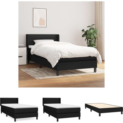 The Living Store - Boxspringbett mit Matratze Schwarz 80x200 cm Stoff