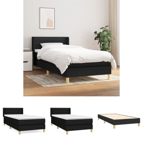 The Living Store - Boxspringbett mit Matratze Schwarz 80x200 cm Stoff