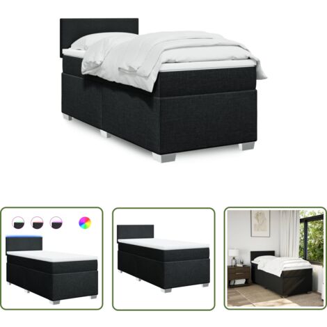 The Living Store Boxspringbett mit Matratze Schwarz 80x200 cm Stoff - Boxspringbett - Doppelbett - Schlafsystem - Bettenrahmen - Lattenrost