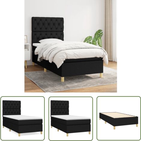 The Living Store Boxspringbett mit Matratze Schwarz 80x200 cm Stoff - Boxspringbett - Doppelbett - Schlafsystem - Bettrahmen - Matratze