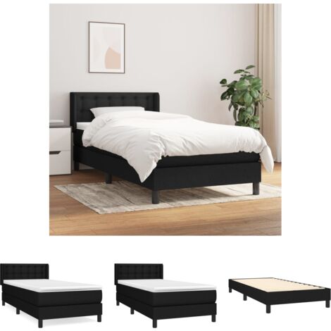 The Living Store - Boxspringbett mit Matratze Schwarz 90x190 cm Stoff