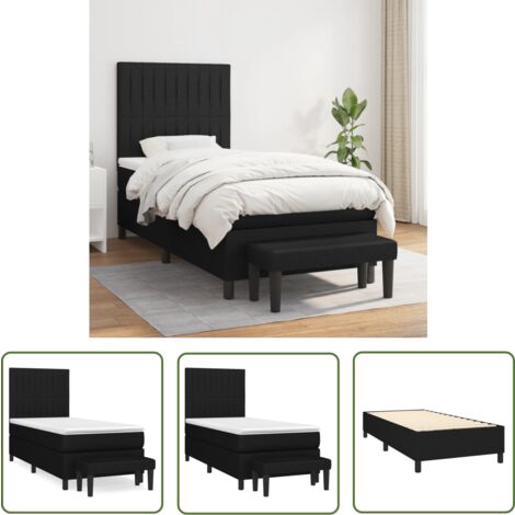 The Living Store Boxspringbett mit Matratze Schwarz 90x190 cm Stoff - Boxspringbett - Doppelbett - Schlafraum - Bettgestell - Bettauflage