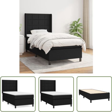The Living Store Boxspringbett mit Matratze Schwarz 90x190 cm Stoff - Boxspringbett - Doppelbett - Schlafsystem - Bettenrahmen - Lattenrost