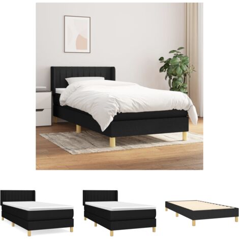 The Living Store - Boxspringbett mit Matratze Schwarz 90x200 cm Stoff
