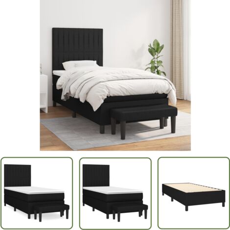 The Living Store Boxspringbett mit Matratze Schwarz 90x200 cm Stoff - Boxspringbett - Doppelbett - Bett Mit Matratze - Bettsofa - Schlafsystem