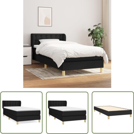 The Living Store Boxspringbett mit Matratze Schwarz 90x200 cm Stoff - Boxspringbett - Doppelbett - Bett Mit Matratze - Schlafzimmermöbel - Massivholzmöbel