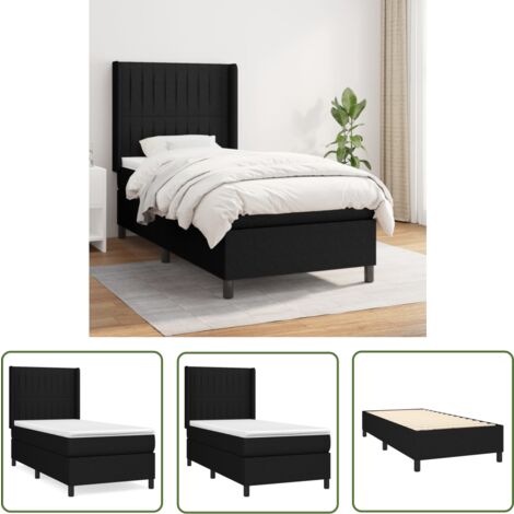 The Living Store Boxspringbett mit Matratze Schwarz 90x200 cm Stoff - Boxspringbett - Doppelbett - Schlafraum - Bettenrahmen - Lattenrost
