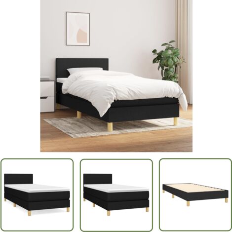 The Living Store Boxspringbett mit Matratze Schwarz 90x200 cm Stoff - Boxspringbett - Doppelbett - Schlafraum - Bettenrahmen - Matratze