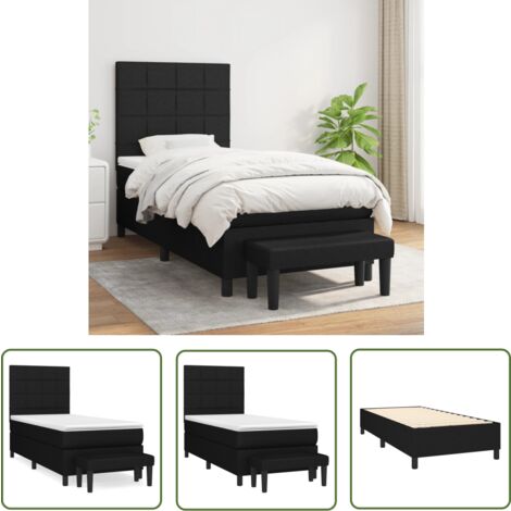 The Living Store Boxspringbett mit Matratze Schwarz 90x200 cm Stoff - Boxspringbett - Doppelbett - Schlafraum - Bettgestell - Bettauflage