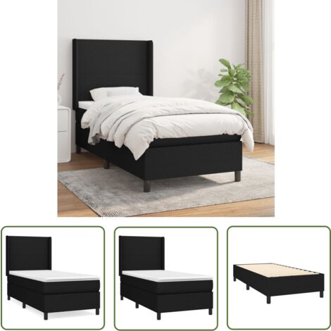 The Living Store Boxspringbett mit Matratze Schwarz 90x200 cm Stoff - Boxspringbett - Doppelbett - Schlafraumgestaltung - Bettenausstattung - Lattenrost