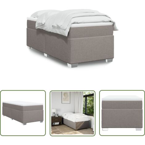 The Living Store Boxspringbett mit Matratze Taupe 100x200 cm Stoff - Boxspringbett - Doppelbett - Bettauflage - Matratze - Polsterbett