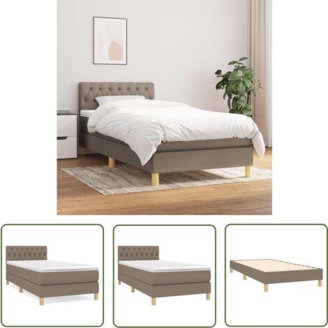 The Living Store Boxspringbett mit Matratze Taupe 100x200 cm Stoff - Boxspringbett - Doppelbett - Bettenrahmen - Lattenrost - Matratze