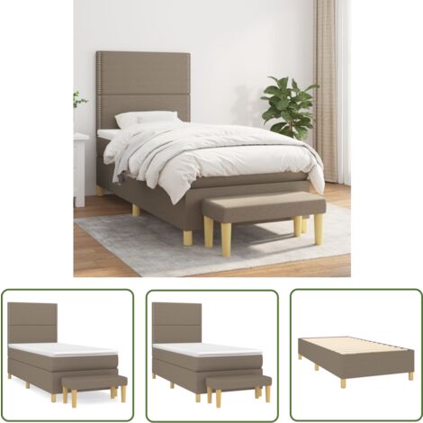 The Living Store Boxspringbett mit Matratze Taupe 100x200 cm Stoff - Boxspringbett - Doppelbett - Bettenrahmen - Schlafsofa - Lattenrost