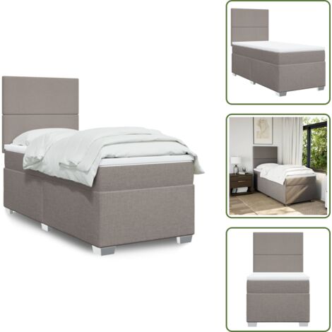 The Living Store Boxspringbett mit Matratze Taupe 100x200 cm Stoff - Boxspringbett - Doppelbett - Bettsofa - Schlafsystem - Polsterbett